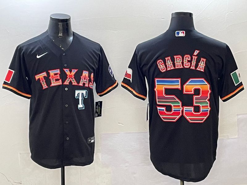 Men Texas Rangers #53 Garcia Black Mexico 2025 Nike MLB Jersey style 2